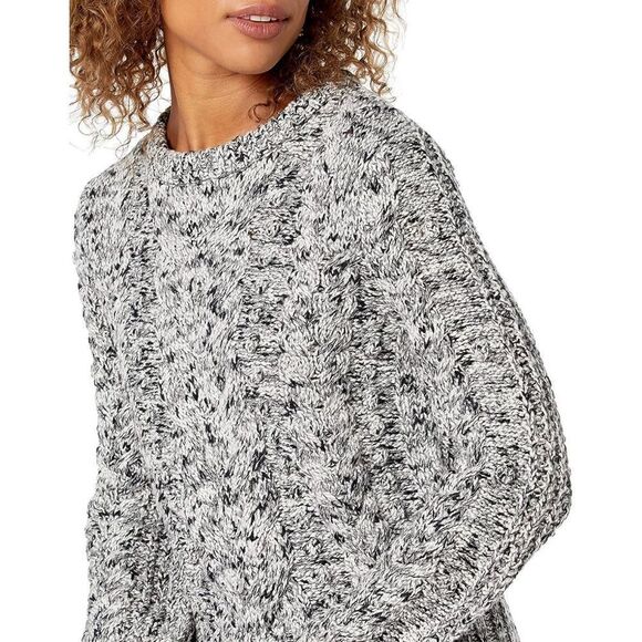 NEW Marled Popcorn Stitch Cropped Crewneck Sweater XL - Picture 1 of 7